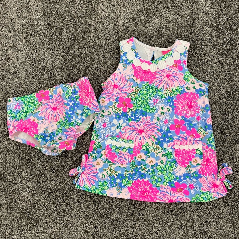 Lilly Pulitzer Pink Blue Green Floral Tank Dress with Bloom Bloomers